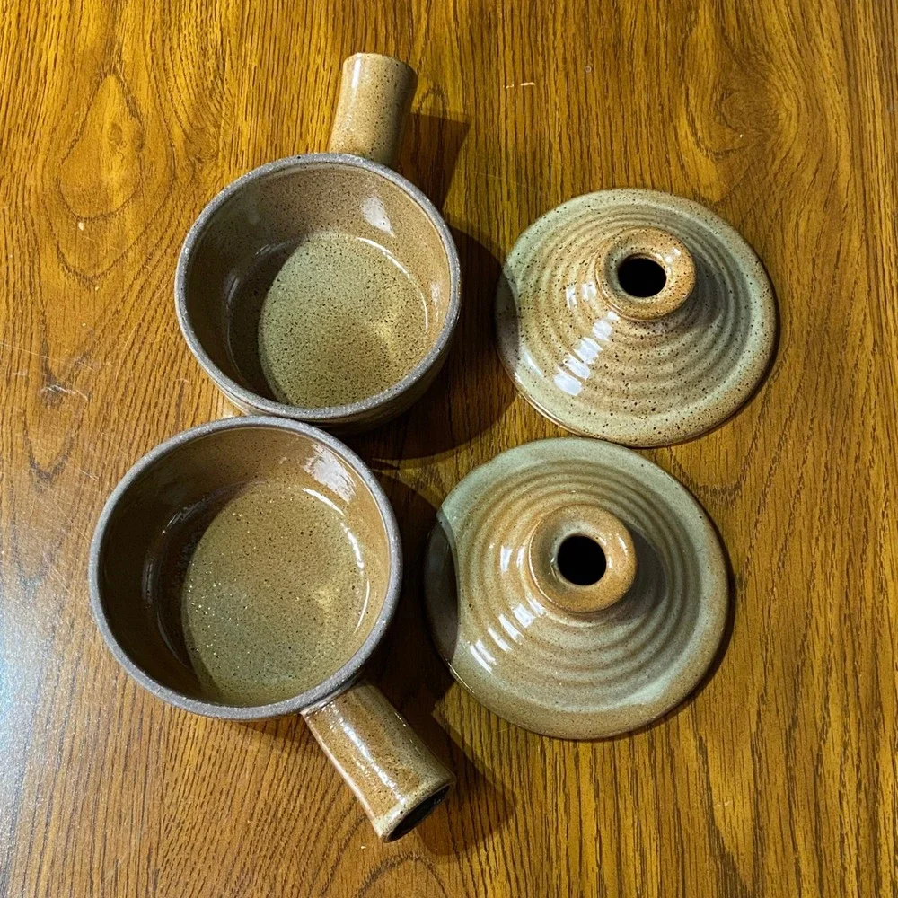Stone Wave Microwave Cooker Set 2 Stoneware Pots‎ w Recipe Book